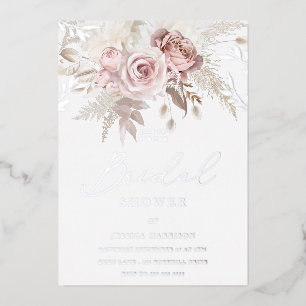 Blush Floral Bridal Shower Real Silver