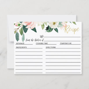 Blush Floral Bridal Shower Recipe Card