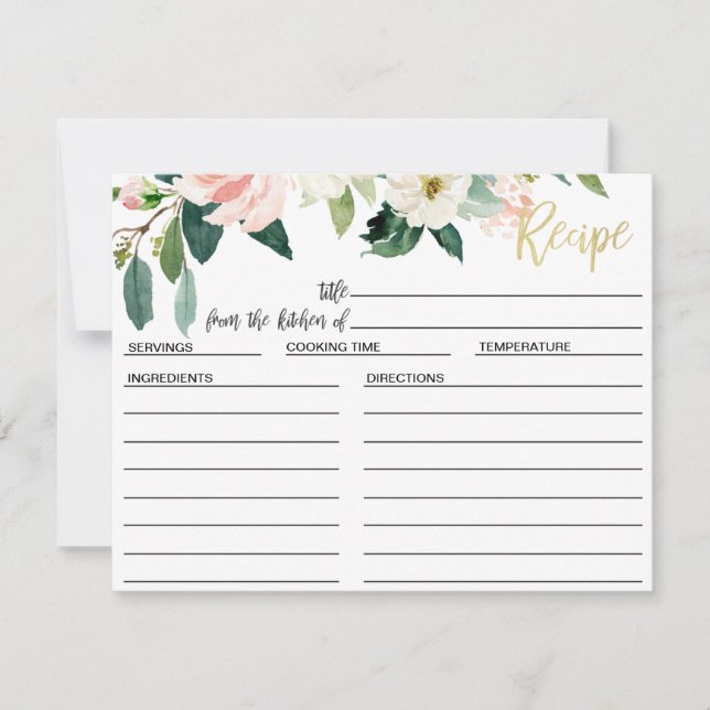 Blush Floral Bridal Shower Recipe Card (Front)