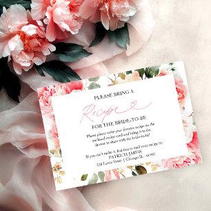 Blush Floral Bridal Shower Recipe Request Invitation