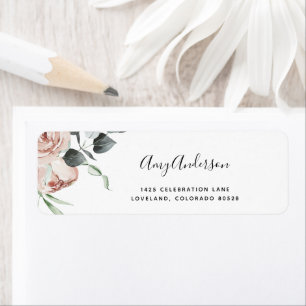 Blush Floral Bridal Shower Return Address Label