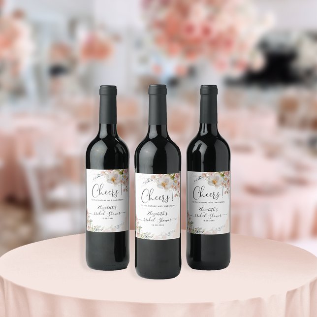 Blush Floral Bridal Shower Vine Label (Creator Uploaded)