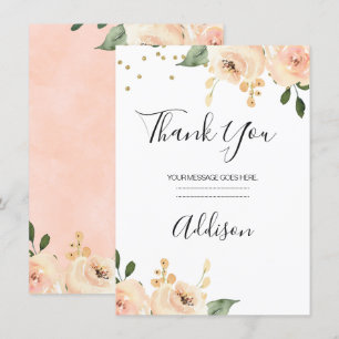 Blush Floral Bridal Thank You Card