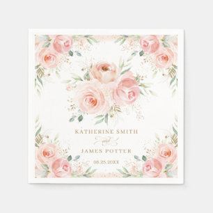 Blush Floral Bridal Wedding Baby Shower Birthday Napkin