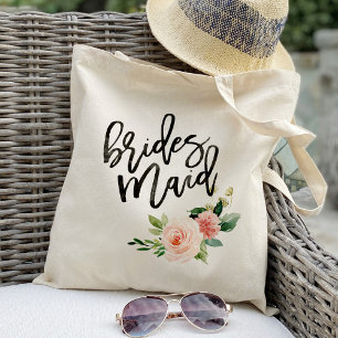 Blush floral bridesmaid gifts tote bag