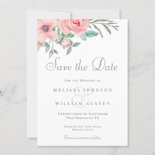 Blush Floral Burgundy Watercolor Wedding Save The Date