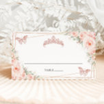 Blush Floral Butterflies Quinceanera 16th Birthday Place Card<br><div class="desc">Designed to co-ordinate with our Blush Floral Rose Gold Birthday collection,  this elegant place card features watercolor blush pink floral,  blush and rose gold butterflies and a rose gold princess crown. (c) The Happy Cat Studio</div>