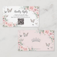 Blush Floral Butterflies Quinceañera QR Code RSVP