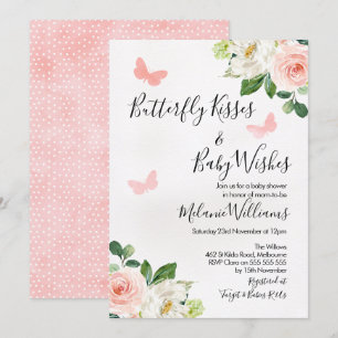 Blush Floral Butterfly Baby Shower Invitation