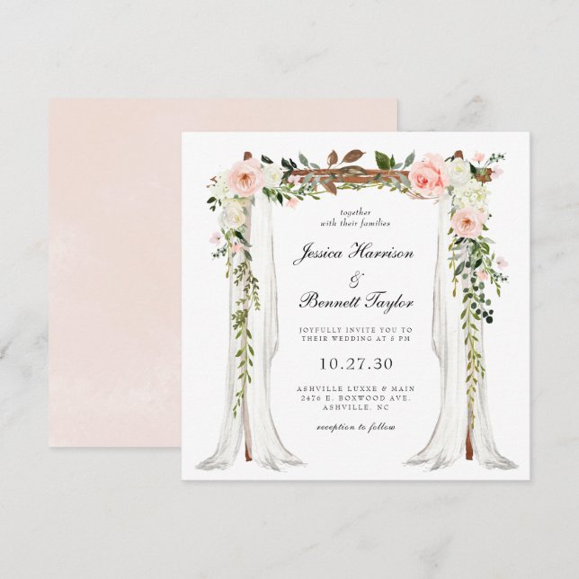 Blush Floral Canopy Wedding Invitation (Front/Back)