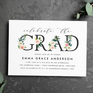 Blush Floral Celebrate the Grad Graduation Party Invitation
