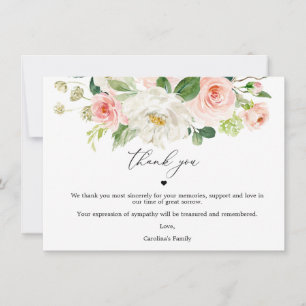 Blush Floral Celebration Of Life Thank You Cards