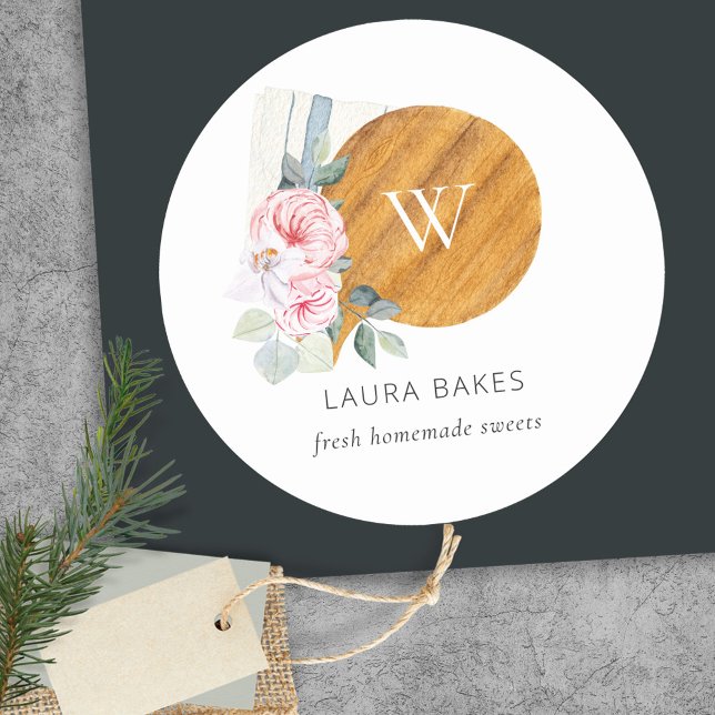 Blush Floral Chopping Board Napkin Catering Classic Round Sticker (Creator Uploaded)