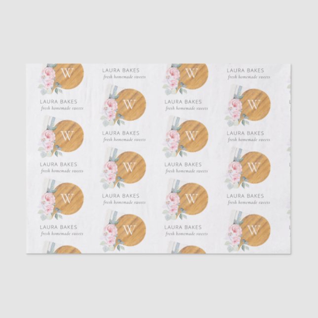 Blush Floral Chopping Board Napkin Catering Tissue Paper (Front)