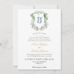 Blush Floral Crest Wedding Invitation<br><div class="desc">This beautiful blush floral crest wedding invitation with the bride and groom's initials would be perfect for your wedding.  It's wording is traditional yet modern and the fonts are exquisite.</div>