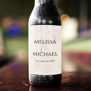 Blush Floral Custom Wedding Reception Beer Bottle Label