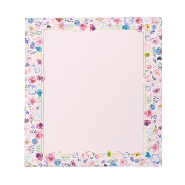 Blush Floral Dream Notepad - Colourful Blossom (Front)
