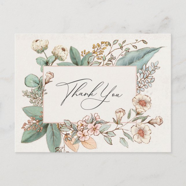 blush floral dusty pink baby shower thank you postcard (Front)