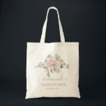 Blush floral dusty rose boho chic bridesmaid  tote bag<br><div class="desc">Blush floral dusty rose boho chic bridesmaid tote bag,  bridesmaid gift. This wedding design is part of my Blush Rose Wedding collection (https://www.zazzle.com/collections/blush_rose_wedding-119664950616194974),  
where you can find wedding inviation,  save the date,  RSVP,  wedding enclosure,  menu,  wedding favour,  etc designs.</div>
