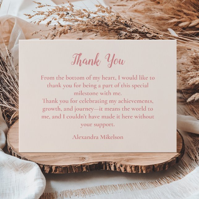 Blush Floral Elegant 50th Birthday Thank You Card (Creator Uploaded)