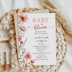 Blush Floral Elegant Baby in Bloom Shower Invitation
