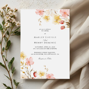 Blush Floral Elegant Botanical Garden Wedding Invitation
