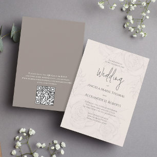 Blush Floral Elegant Simple   QR Code  Invitation