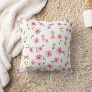 Blush Floral Elegant Throw Pillow for Baby Shower