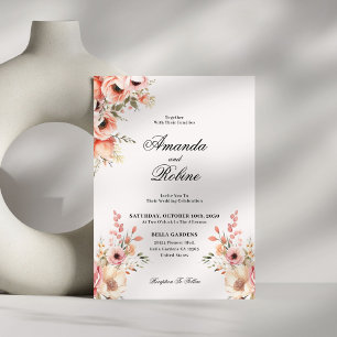 Blush Floral Elegant Wedding Invitation