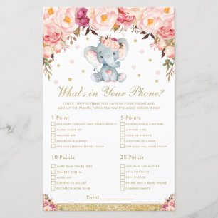 Blush Floral Elephant What's In Your Phone Game