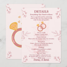 Blush Floral Engagement Details Card Editable