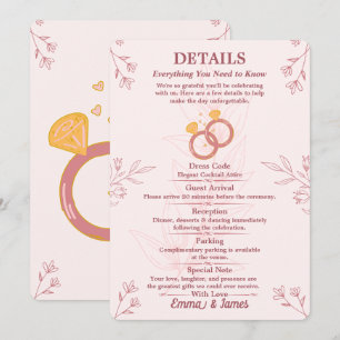 Blush Floral Engagement Details Card Editable