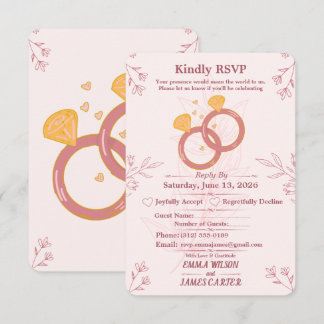 Blush Floral Engagement RSVP Card Editable