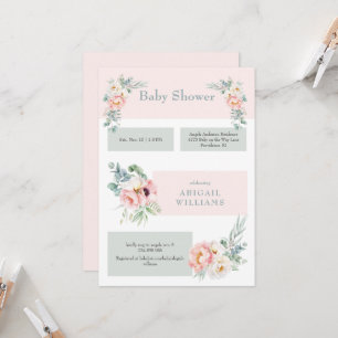 Blush Floral Eucalyptus Baby Shower  Invitation