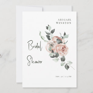 Blush Floral & Eucalyptus Bridal Shower Invitation