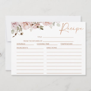 Blush Floral Eucalyptus Bridal Shower Recipe Card