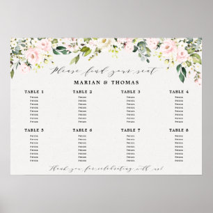 Blush Floral Eucalyptus Seating Chart Wedding Sign