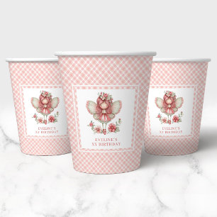 Blush Floral Fairy Cute 8th Birthday Party Paper Cups