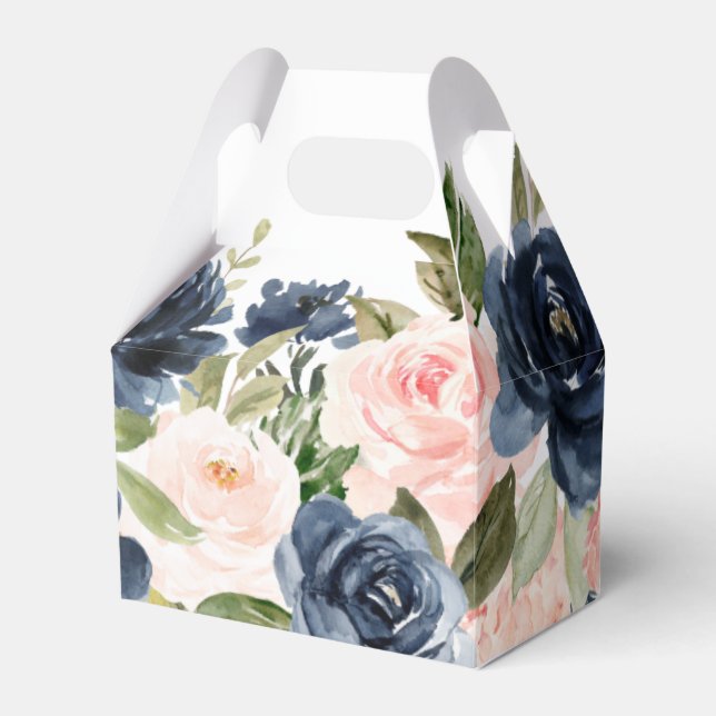 Blush Floral Favour Boxes Dusty Blue Favours (Front Side)