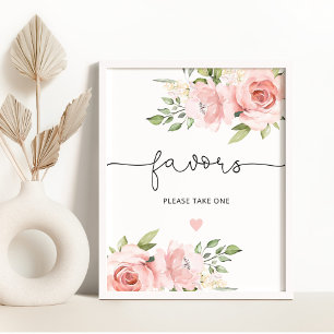 Blush floral Favours please take one Poster