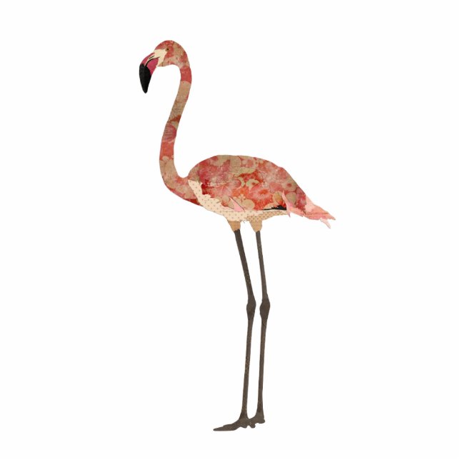 Blush Floral Flamingo Sculpture Standing Photo Sculpture (Front)