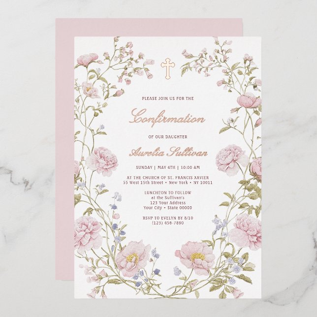 Blush Floral Frame Confirmation (Front/Back)