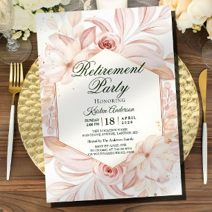 Blush Floral Frame Retirement Party  Invitation