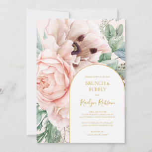 Blush Floral Garden   Pastel Brunch and Bubbly Invitation