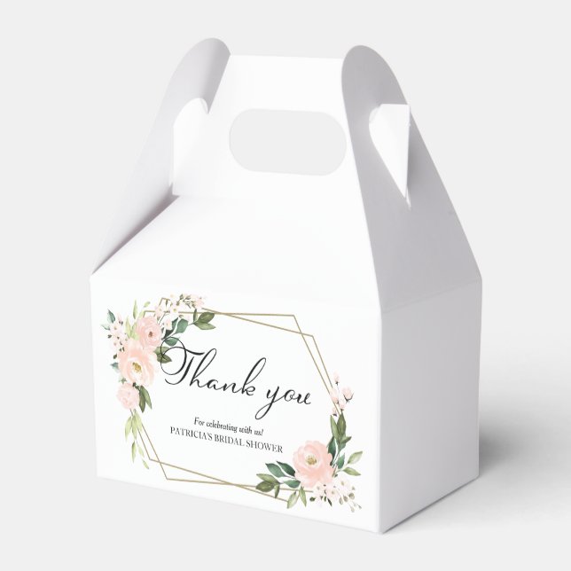 Blush Floral Geometric Bridal Shower Thank You Favour Box (Back Side)