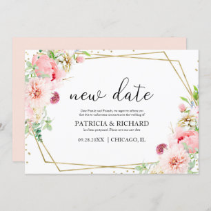 Blush Floral Geometric Wedding Postponement Invitation