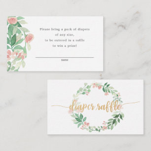 Blush Floral girl diaper raffle card