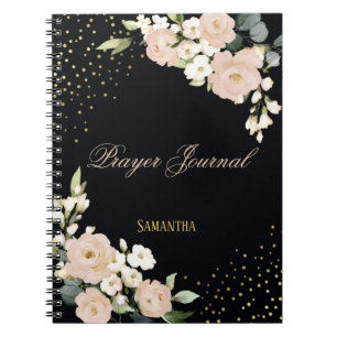 Blush Floral Gold Dot Personalised Prayer Journal