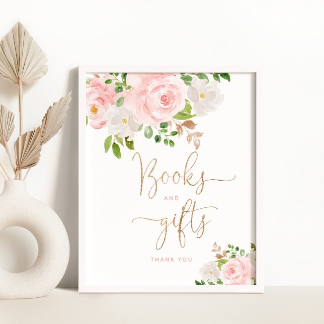 Blush floral gold foil Books and gifts  Poster (Creator Uploaded)