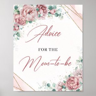 Blush floral gold frame Advice for the mum-to-be Poster